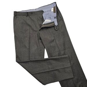 Luciano Barbera Dress Pants Mens 52 34x30 Brown Trousers Wool Flat Front Italy